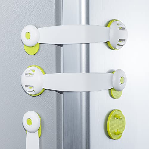 5 Pack refrigerator door lock, mini refrigerator lock child safety, childproof cabinet locks, fits perfectly to lock cabinets, sliding door, drawers, toilet seat, freezer, cabinet seat, window, oven.